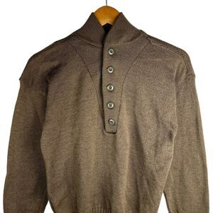 Jack Young Associates Wool Military Issued Mens Olive Drab Henley Sweater USA L